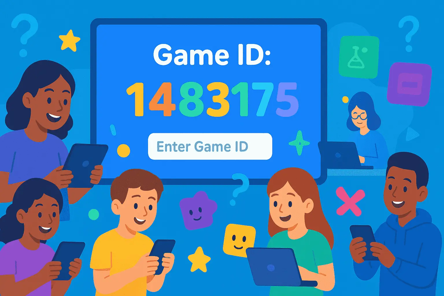 Student entering Blooket game ID code on screen