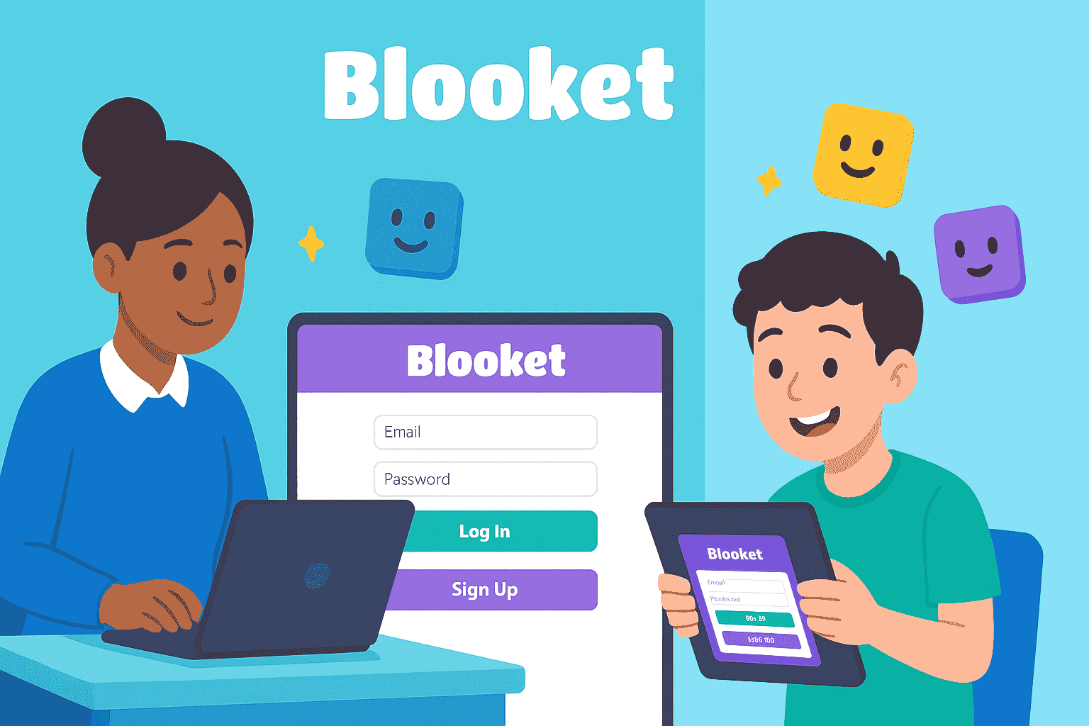 Student accessing Blooket login screen on laptop